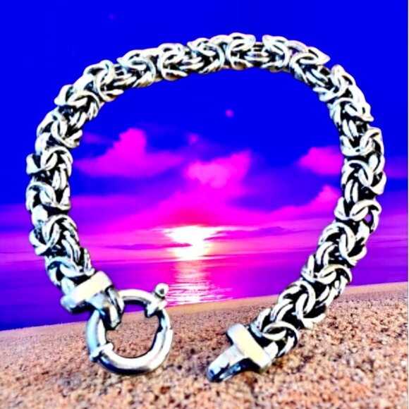 Sterling Silver Chain Bracelet Vintage Signed 16 grams Made in Italy 7.5" - Picture 1 of 13